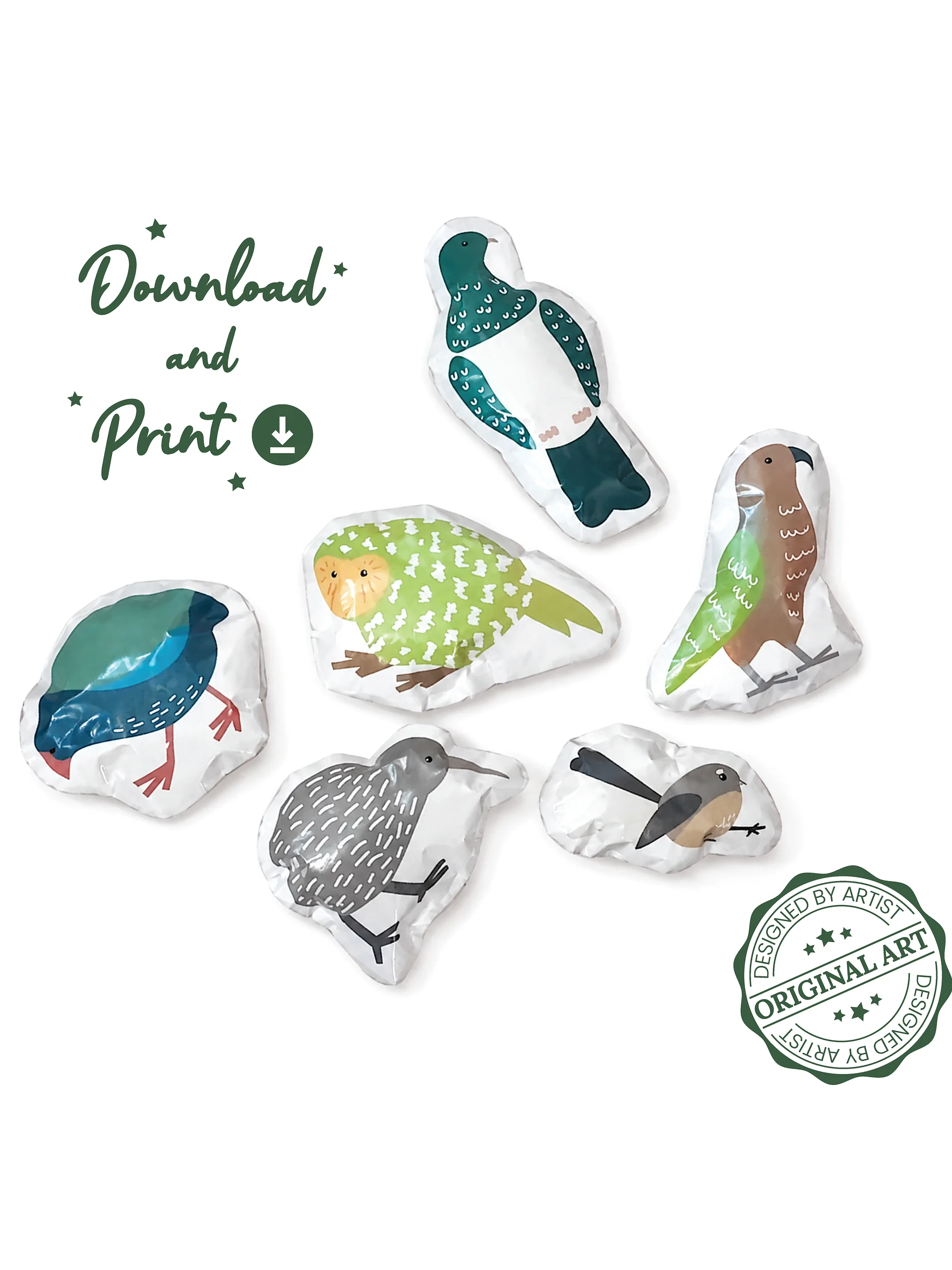 New Zealand Bird Paper Squishy | PDF Pattern Template | Kiwiana Craft | DIY Fidget product image (1)