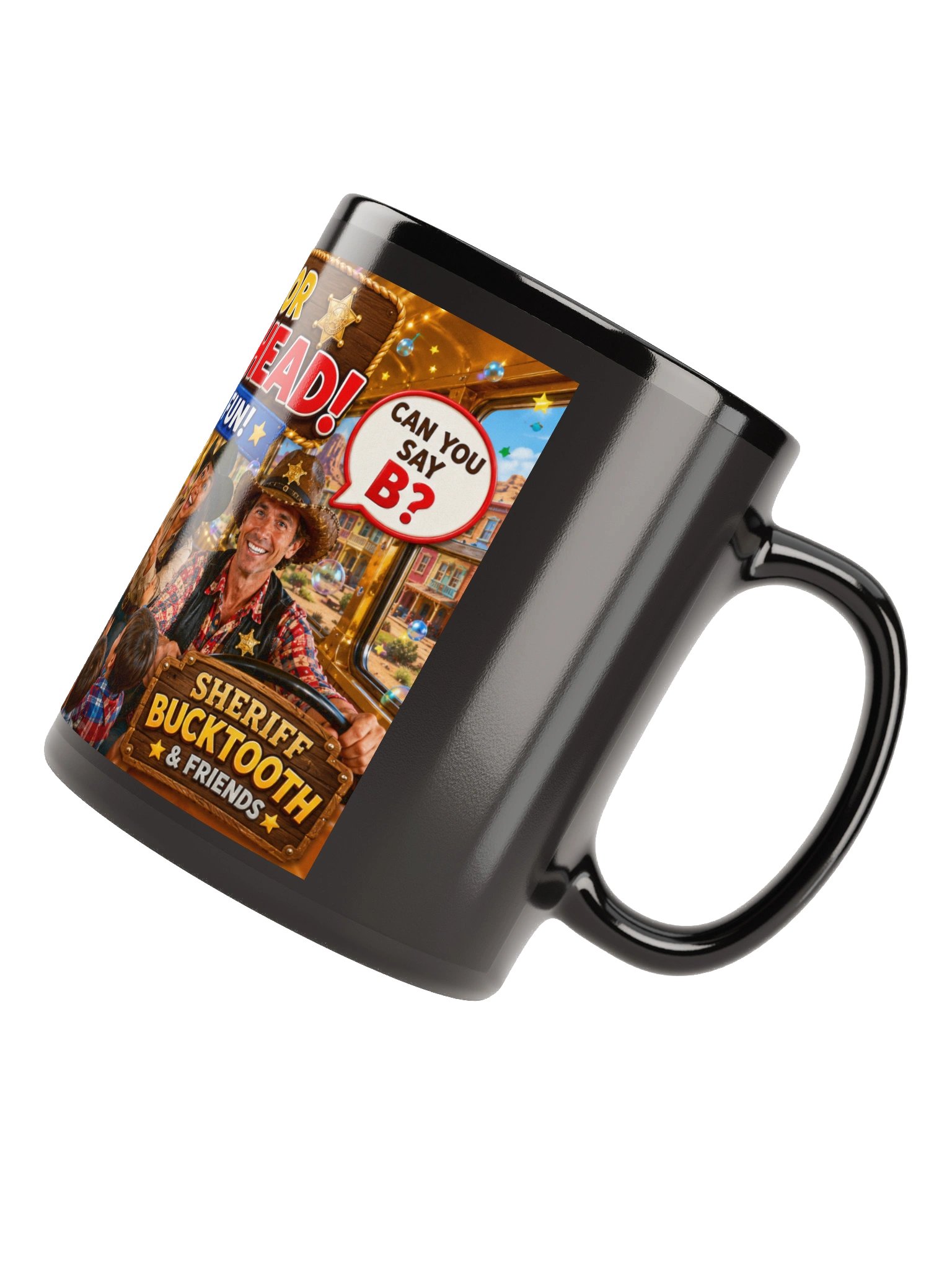 Title: B is for Bobblehead! Mug | Sheriff Bucktooth ABC Collection Description: B is for Bobblehead! Join Sheriff Bucktooth, Deputy Claude, Deputy Jack, and friends as they travel through GlamourTo product image (12)