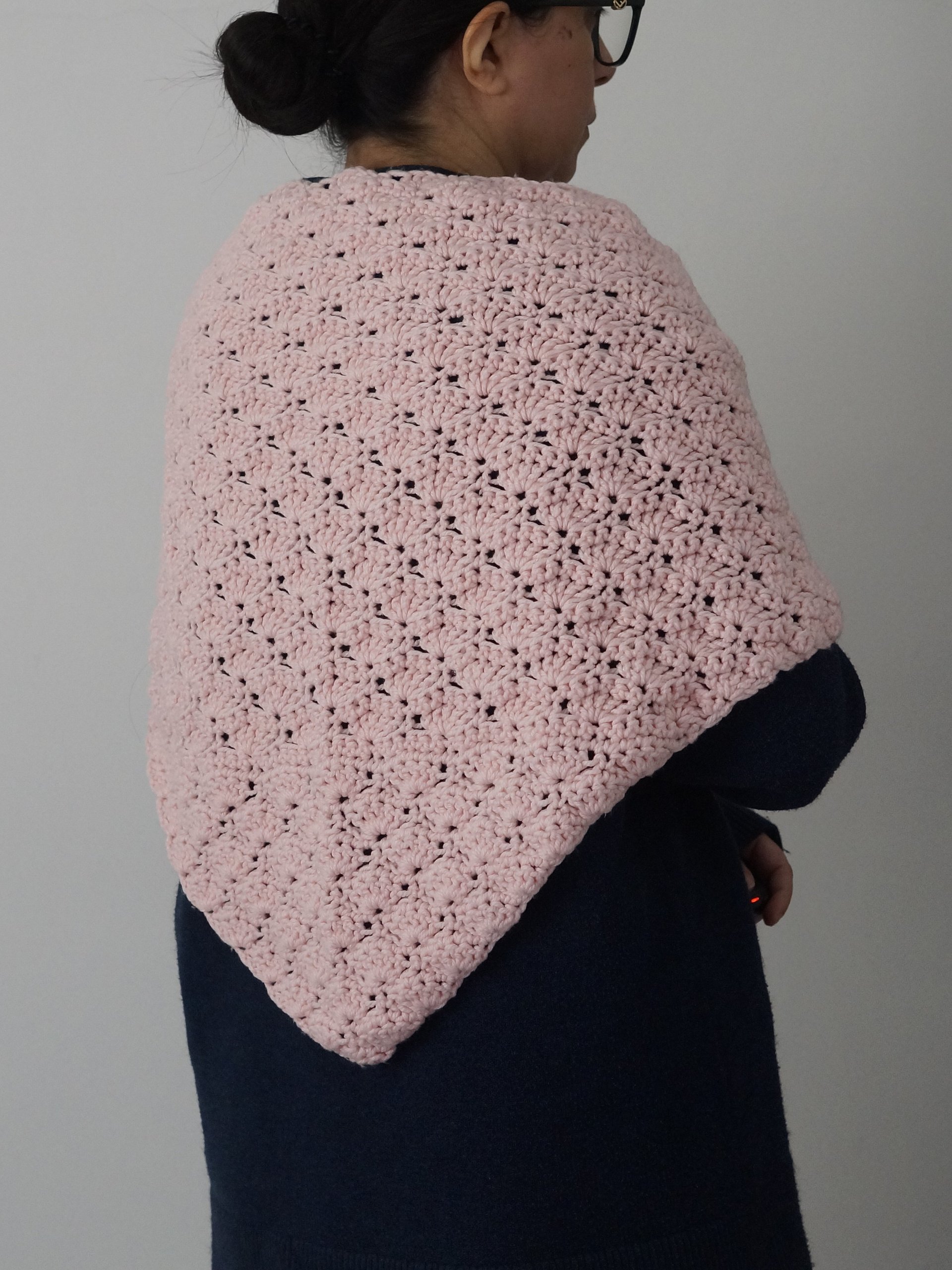 Triangular shell stitch shawl crochet pattern product image (1)