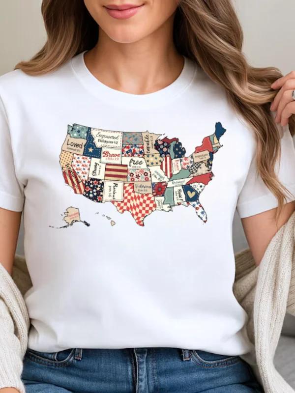 Patriotic USA Map Tee | Unisex Bible Verse America T-Shirt | Retro 4th Of July God Says You Are | 1776 American Flag Faith Apparel product image (25)