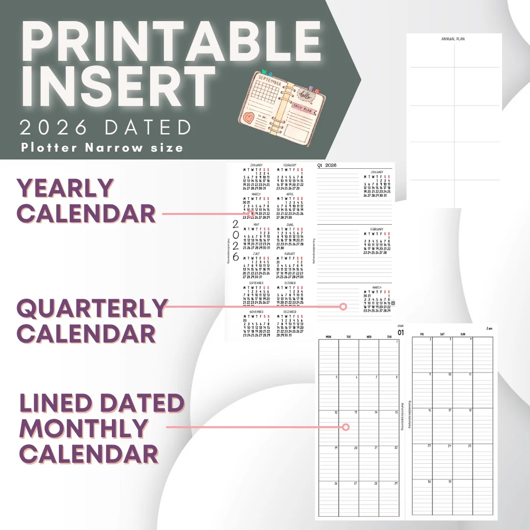 Dated Monthly Calendar with Quarterly Planner - Narrow Size product image (1)