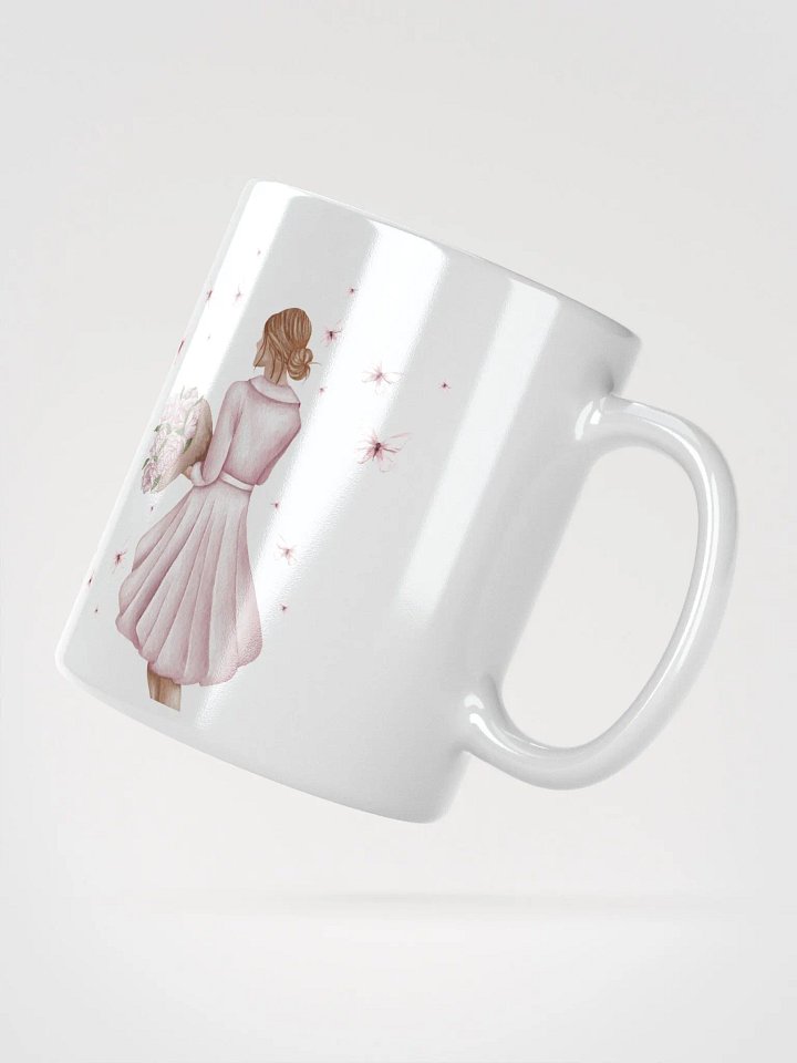 Woman Surrounded By Butterflies White Mug product image (4)