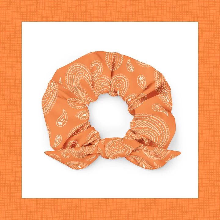 Orange Paisley Scrunchie with Removable Bow product image (1)