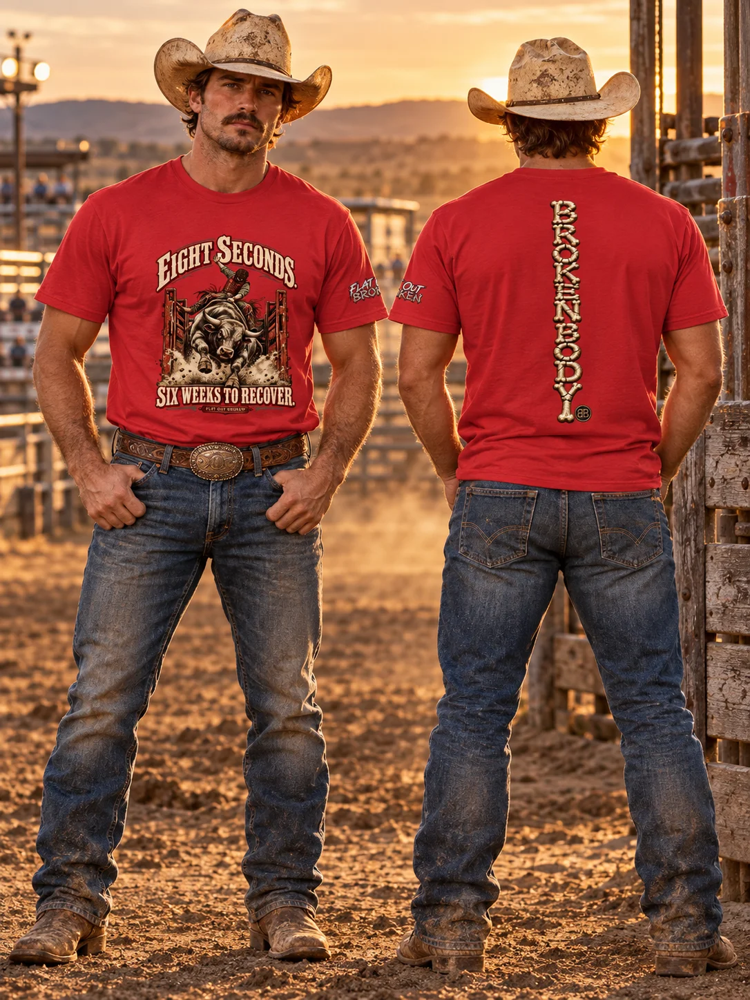Funny Bull Riding Shirt — Eight Seconds, Six Weeks to Recover™ | Broken Rodeo™ product image (1)