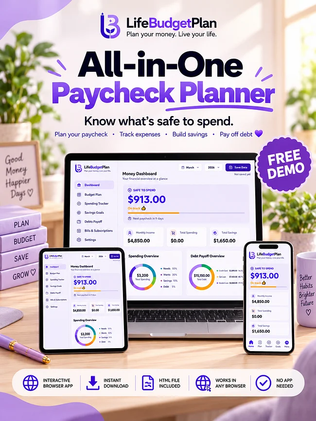 interactive All in one paycheck planner