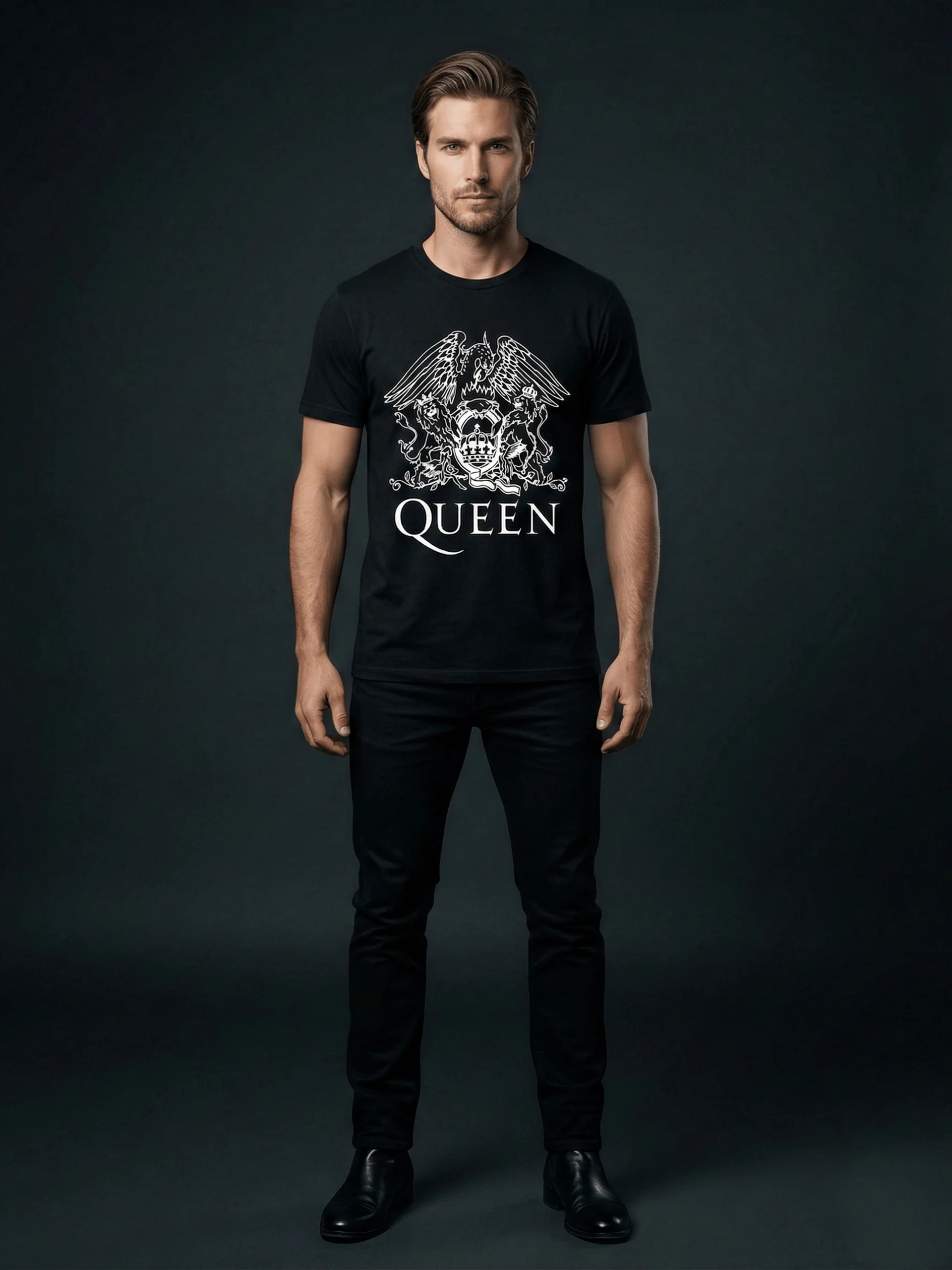 Queen Crest T-Shirt | Freddie Mercury Royal Heraldic Logo Graphic Tee | Classic Rock Collector Band Shirt product image (1)