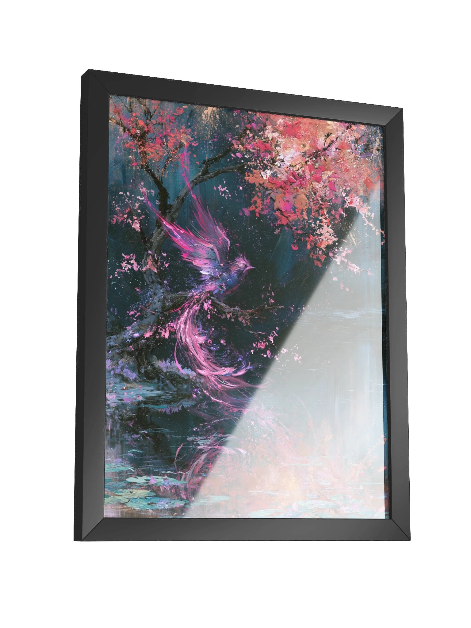 Fantasy Phoenix Framed Art Print — Phoenix in the Blossom Pond product image (7)