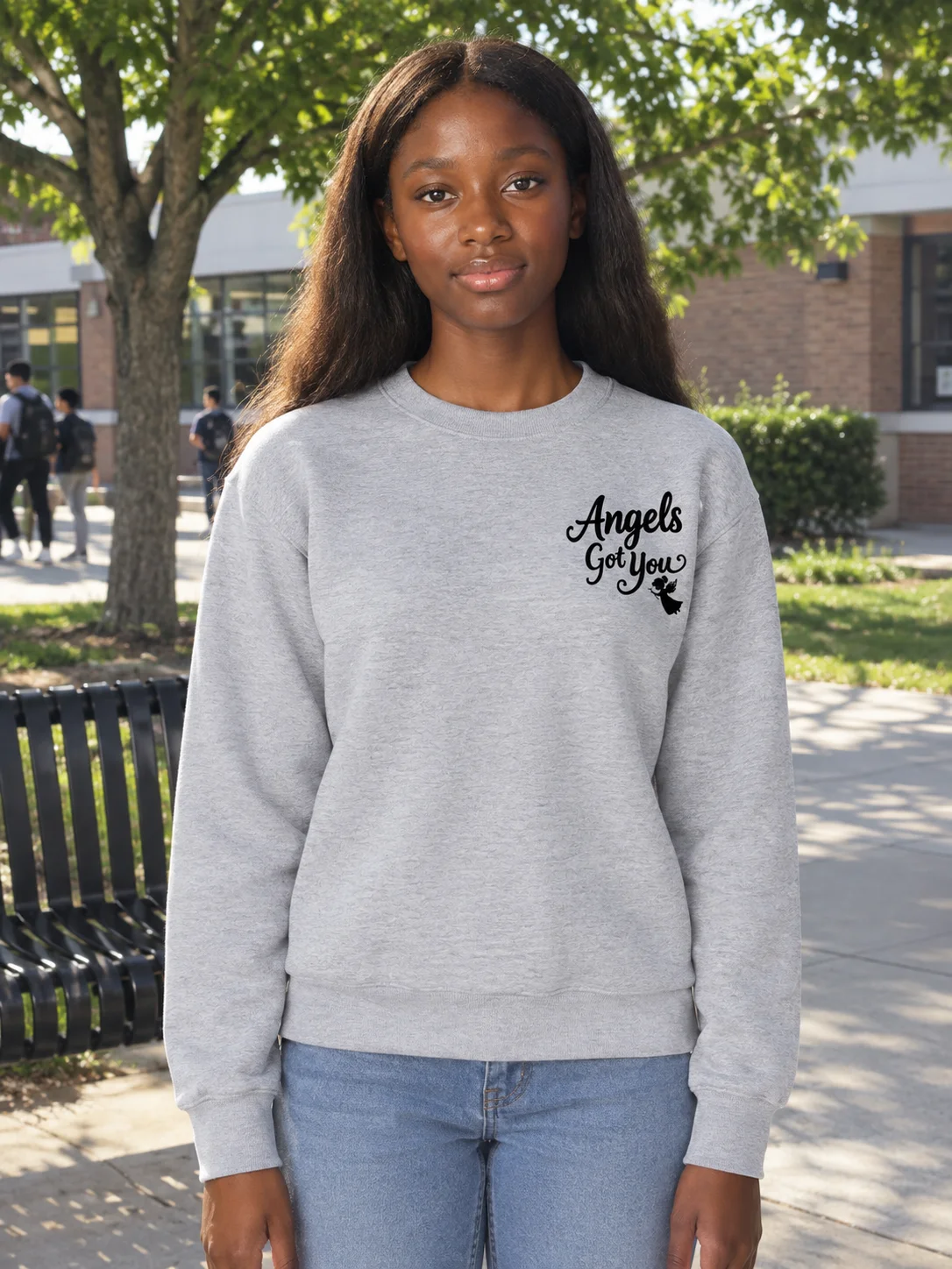 Embroidred Angels Got You Girls Sweatshirt product image (3)
