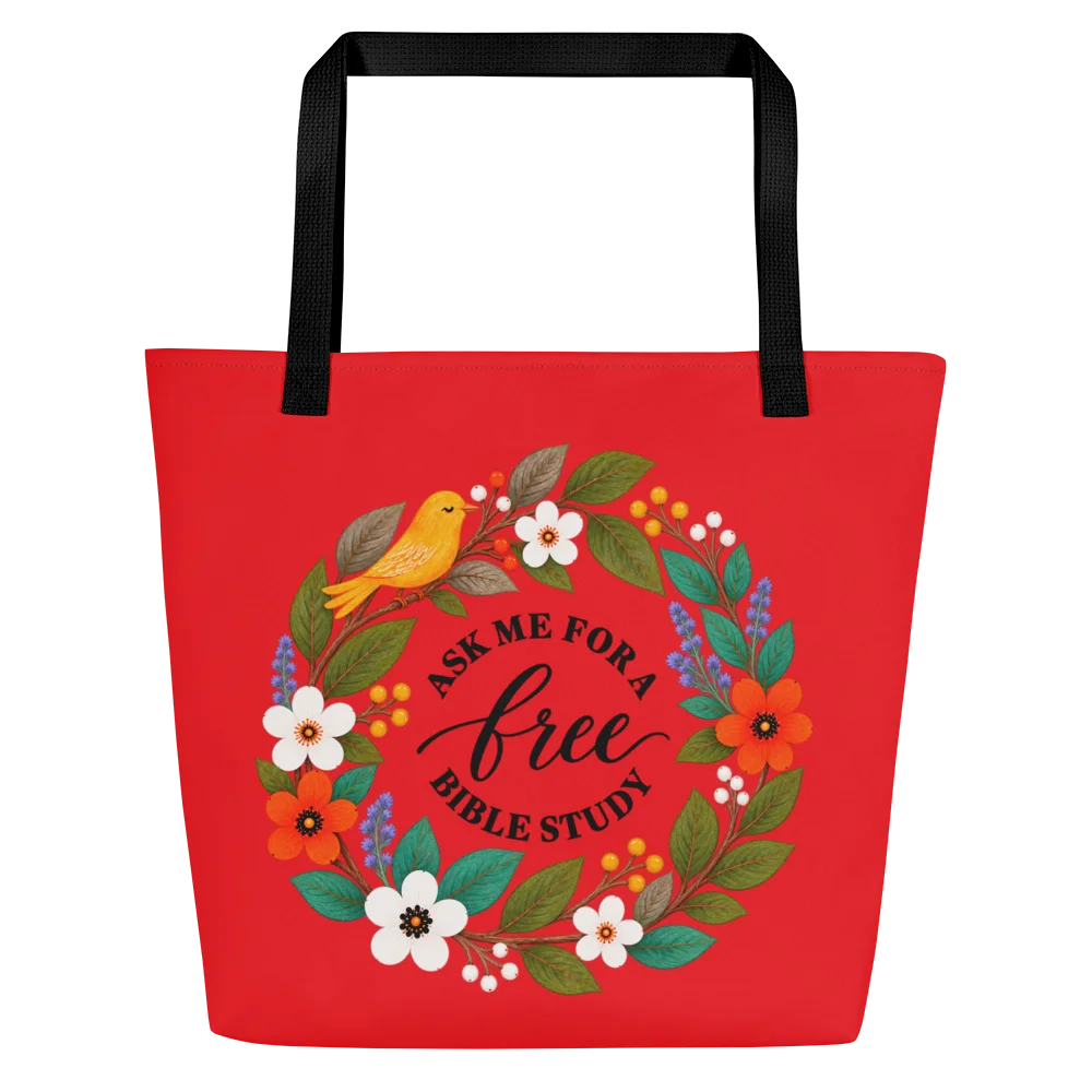 Ask Me for a Free Bible Study Floral Tote Bag – Ministry Gift product image (1)