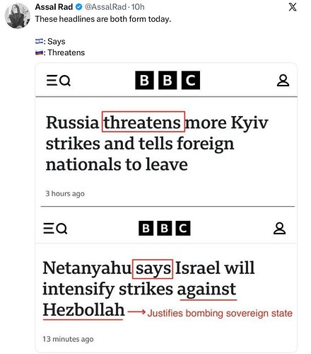 Netanyahu says Israel will increase the bombing campaign across Lebanon & justify every strike as an attack against Hezbollah...