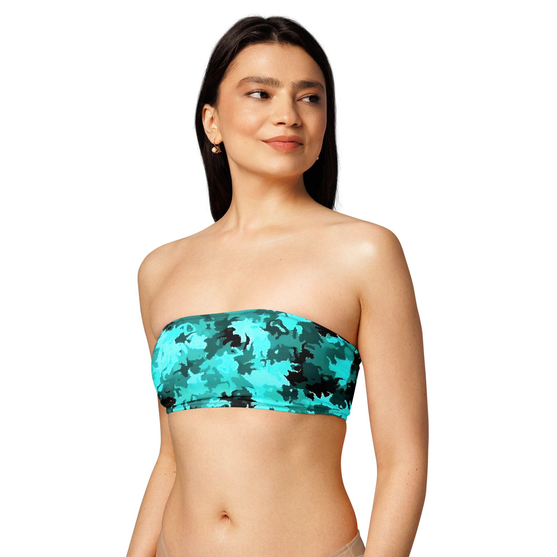 Teal Camo All-Over Bandeau Bikini product image (5)