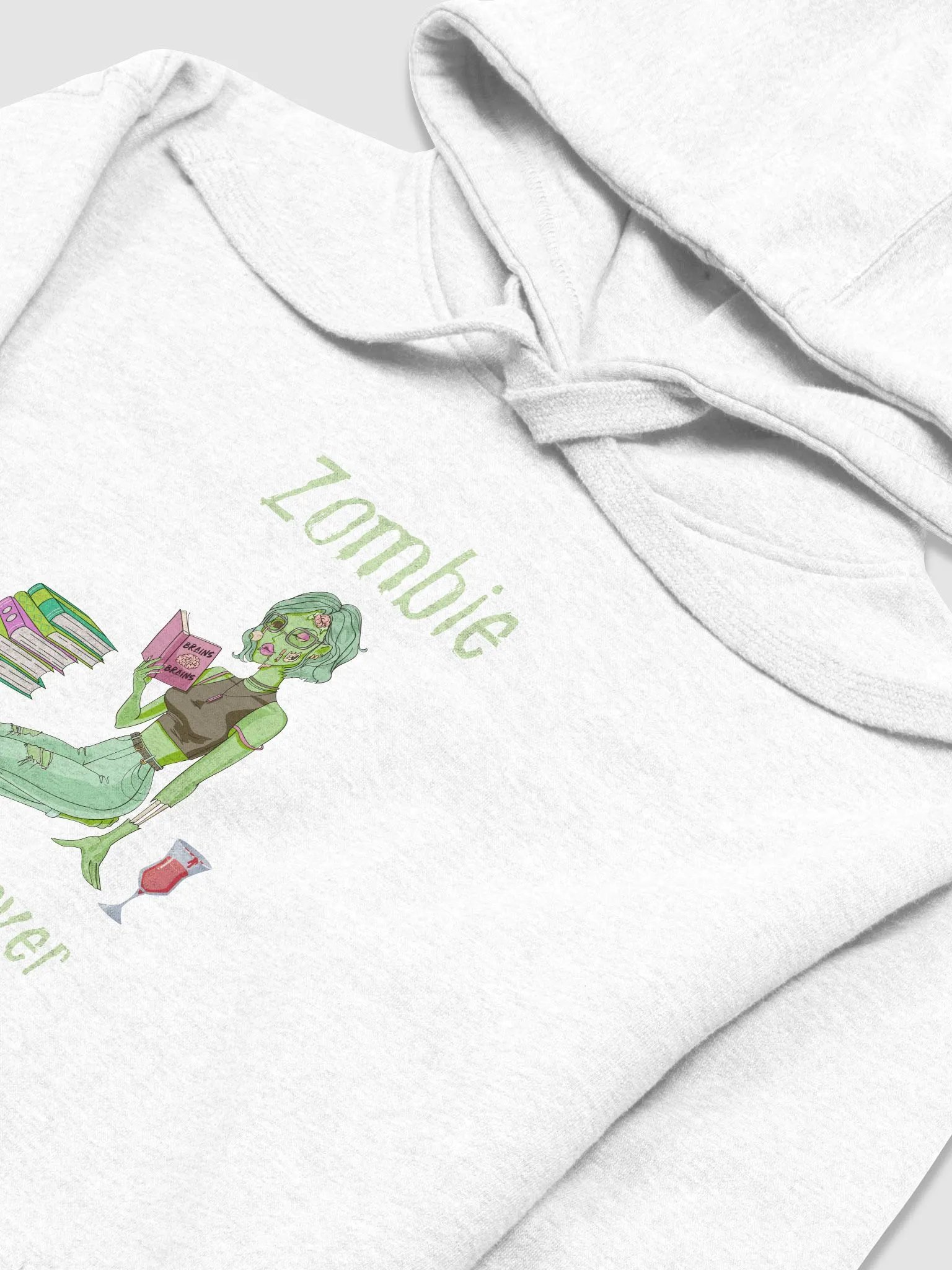 Zombie Book Lover White Unisex Hoodie product image (3)