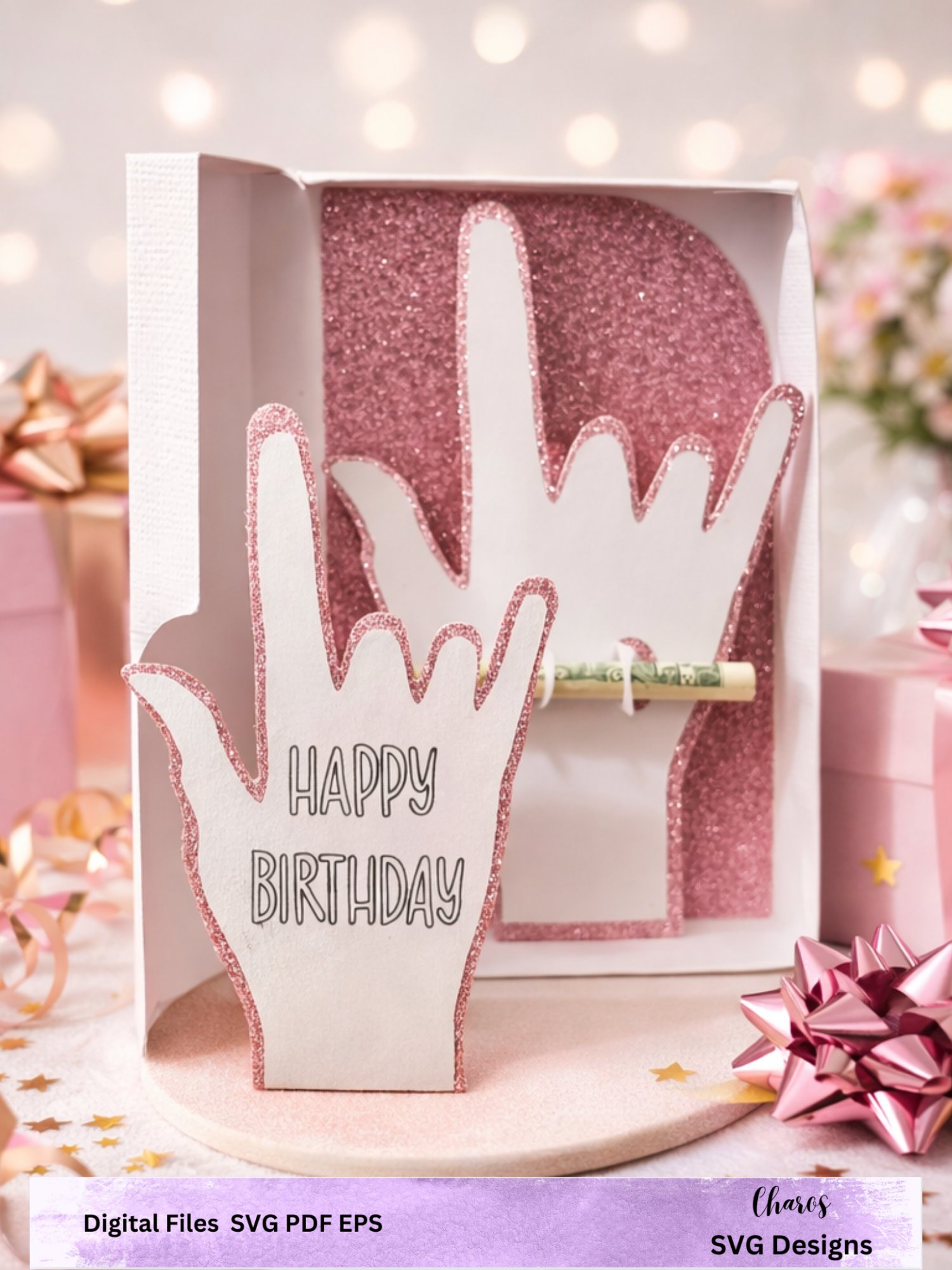 I Love You in ASL Money Holder Card & Gift Box SVG product image (1)