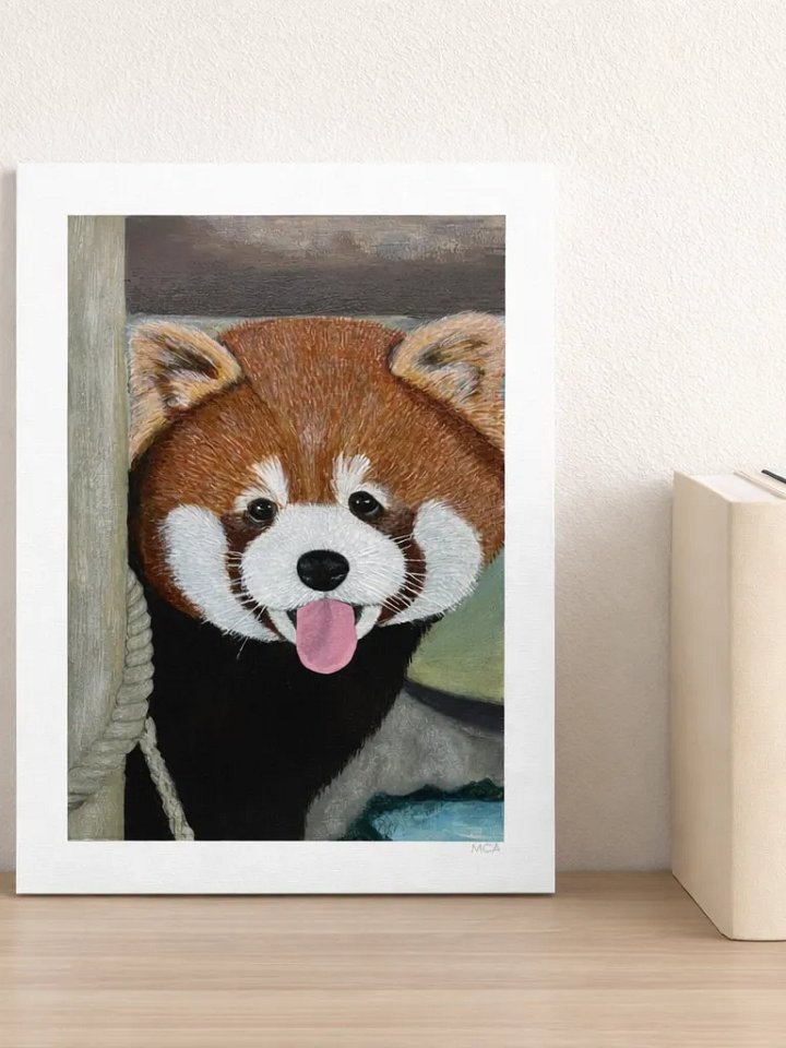 Peek-A-Boo Red Panda Painting – Original Acrylic Wildlife Art product image (2)