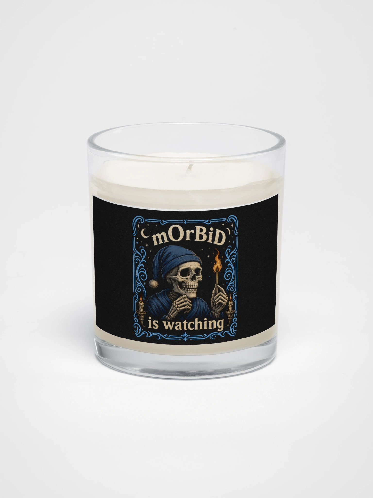 ''mOrBiD is Watching'' Soy Wax Candle In A Clear Glass Jar product image (1)