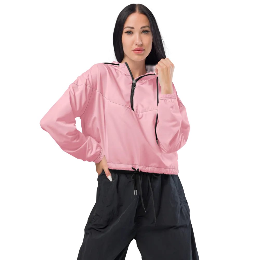 Plain Color Pink Cropped Windbreaker product image (1)