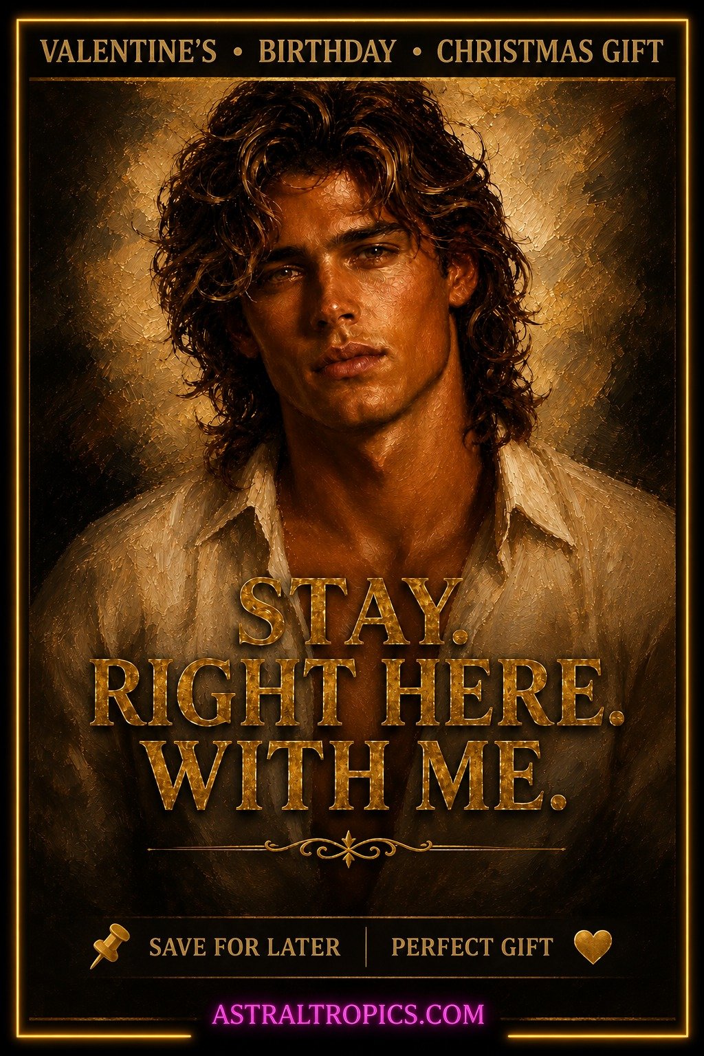 Dark Romance Wall Art, Stay Right Here With Me Poster, Masculine Fantasy Art Print, Romantic Gift product image (1)
