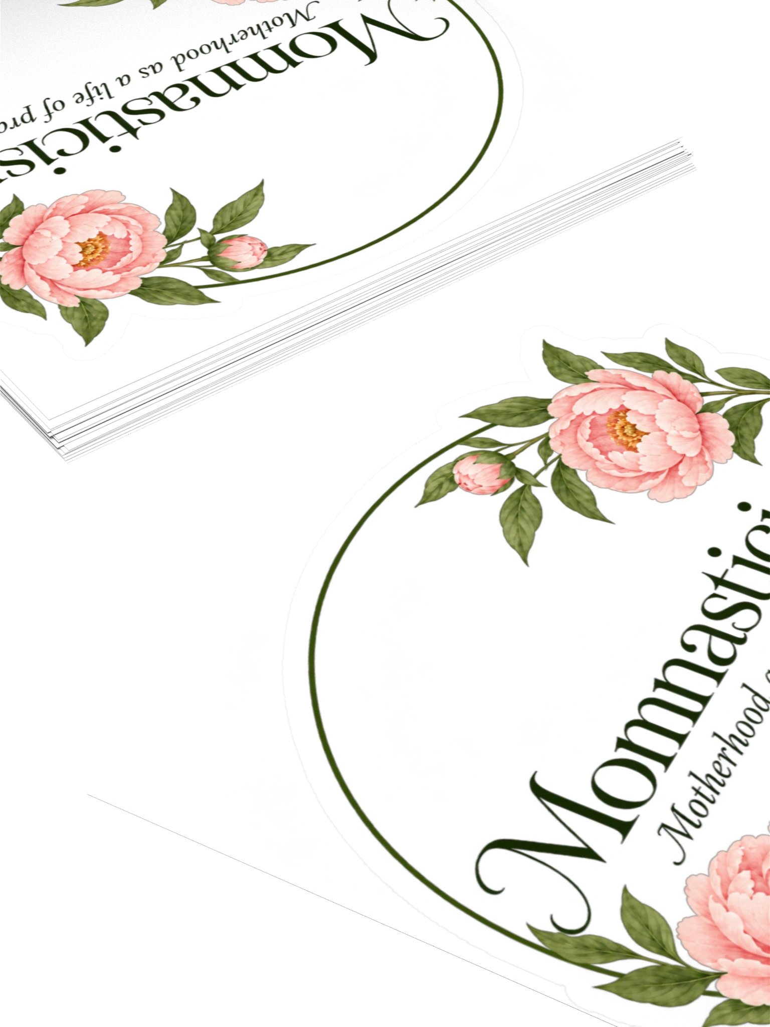 Momnasticism Seal with Peonies | Sticker – Orthodox Motherhood Inspirational Vinyl Sticker product image (4)