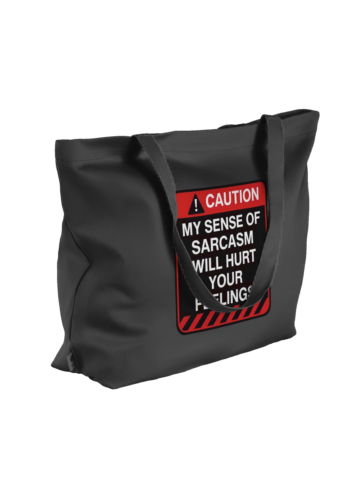 "Caution: My Level Of Sarcasm" Tote Bag – Funny Warning Graphic Organic Cotton Tote Bag | Bold Sarcastic Humor Tote Bag product image (3)