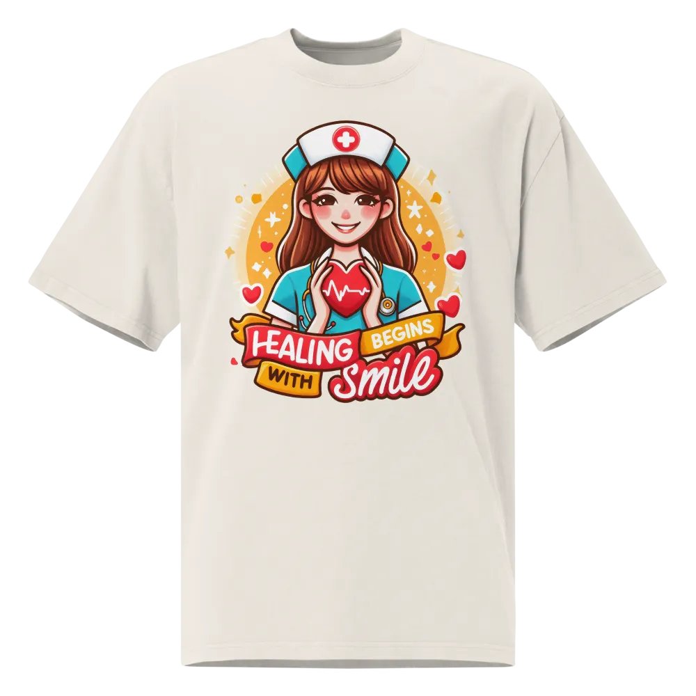 Smiling Nurse Heartbeat Oversized Tee product image (3)