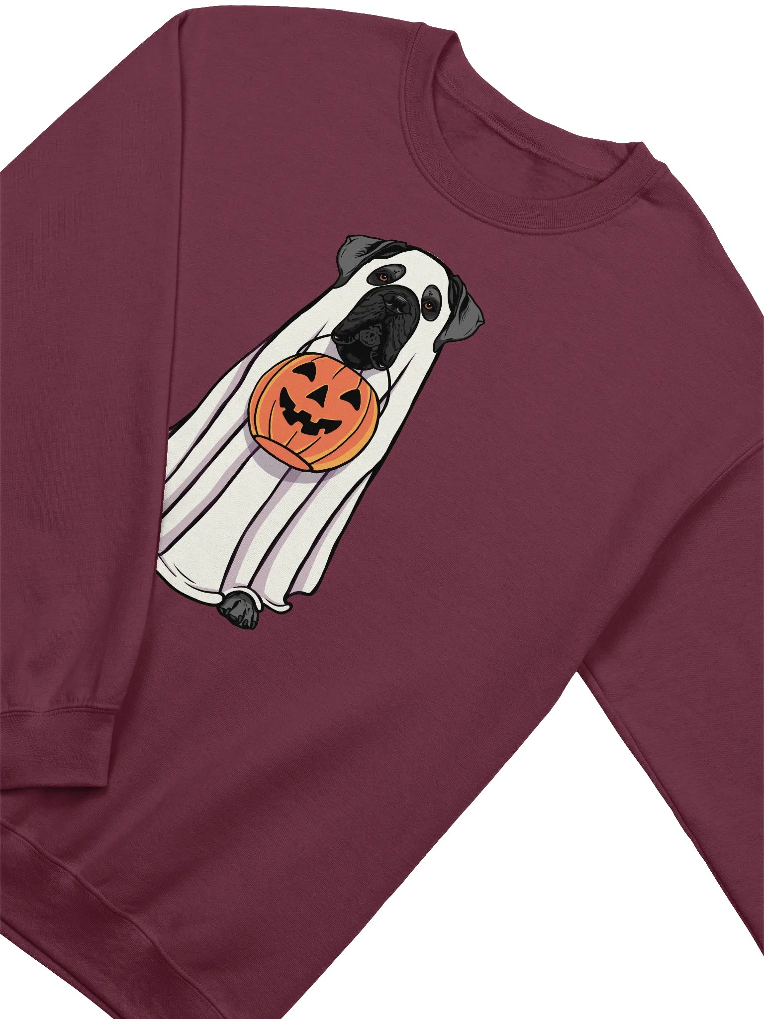 Funny Halloween Cane Corso(Gray) Sweatshirt | Funny Cane Corso Wearing a Ghost Costume and Holding a Pumpkin Basket product image (15)