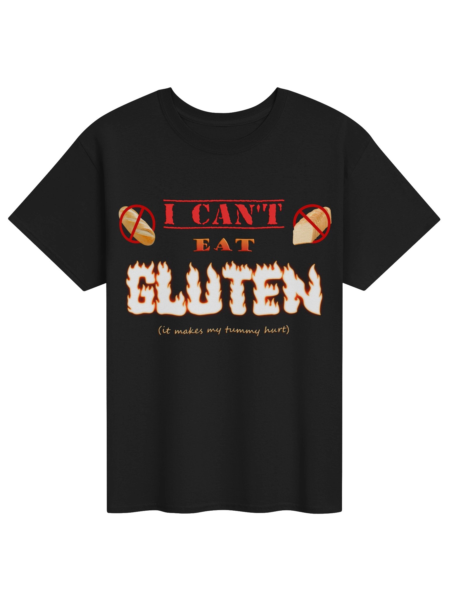 I can't eat gluten (it makes my tummy hurt) T-shirt product image (41)