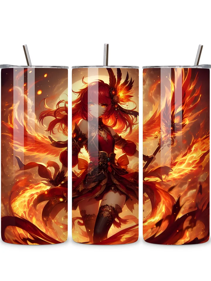 Elemental Anime Girl 20oz Skinny Tumblers with Metal Straws – Fire, Water, Earth, and Wind Designs – Double-Walled Insulated Stainless Steel Tumbler, Gift for Anime Fans and Nature Lovers (Fire) product image (1)