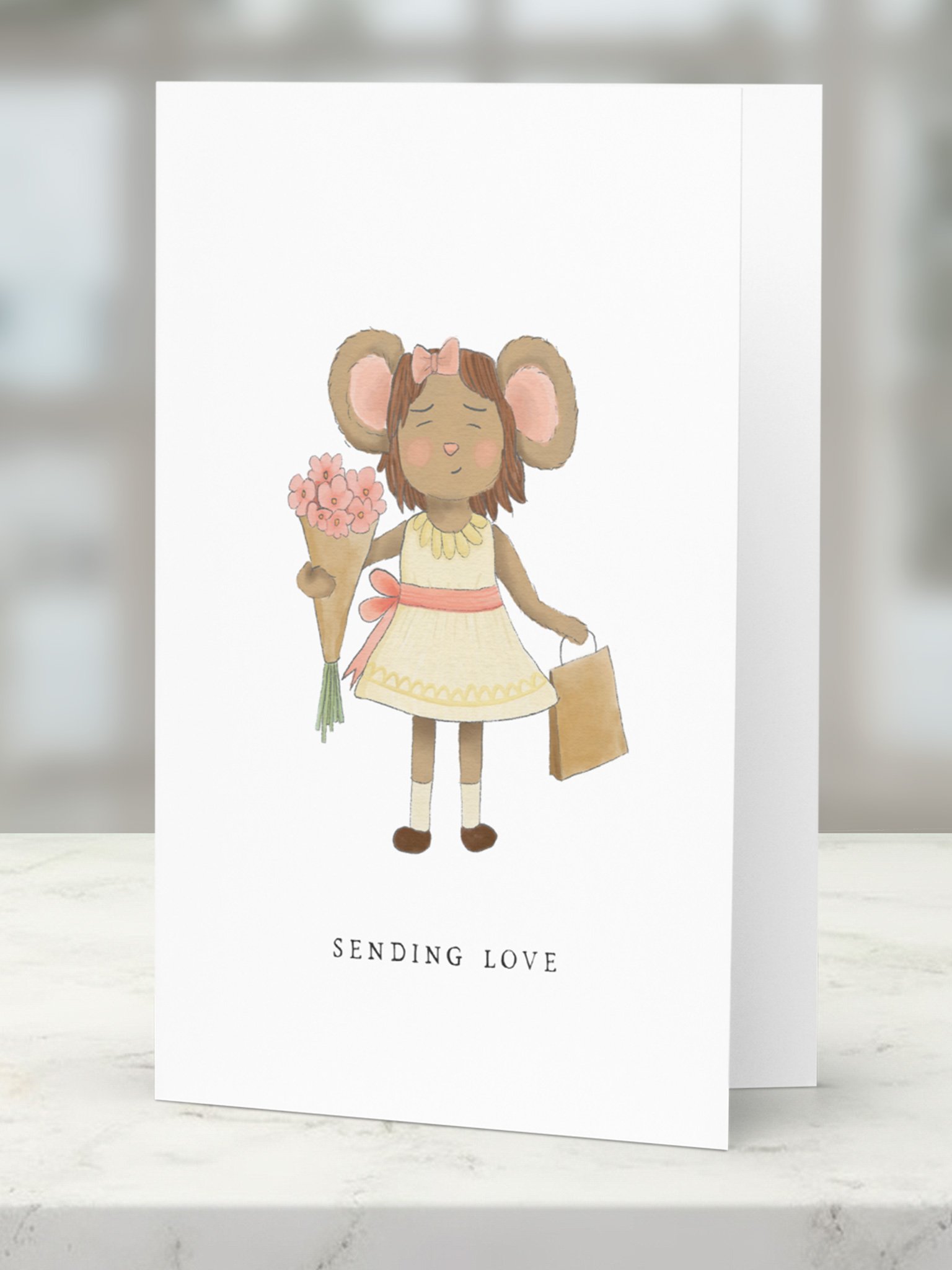 Sending Love Mouse Girl Bearing Gifts Card product image (1)