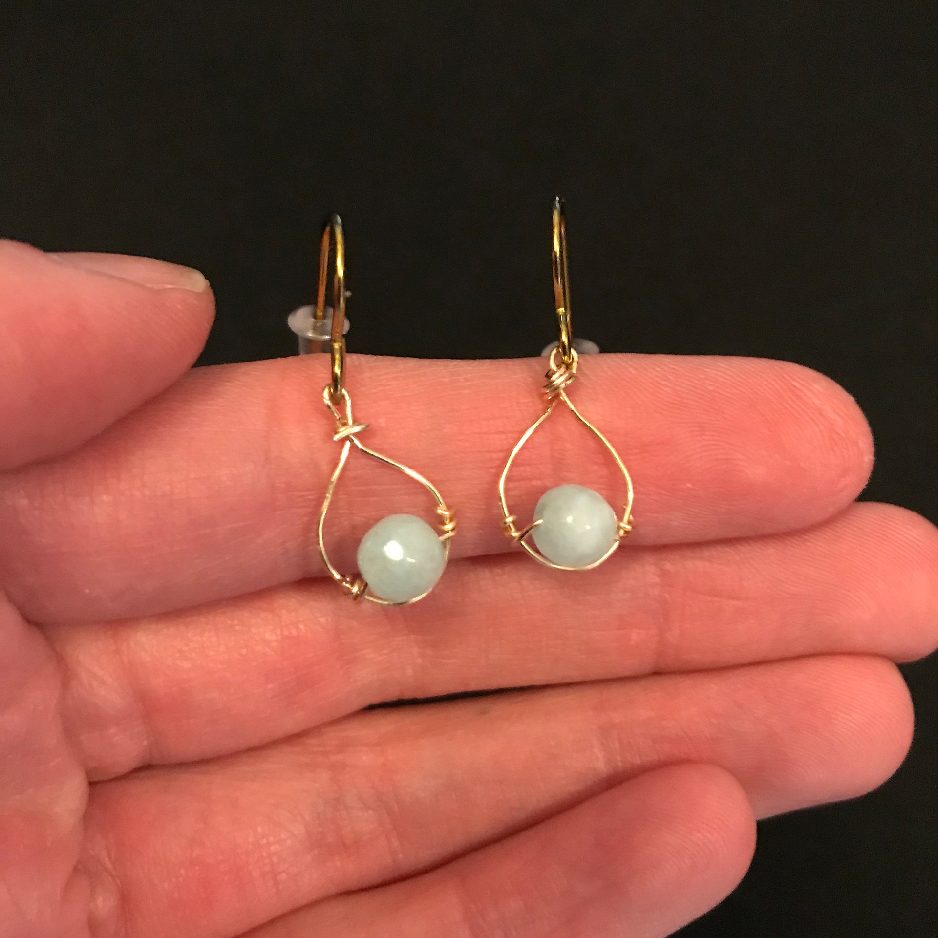 Tiny Blue Aventurine Oval Drop Earrings product image (1)