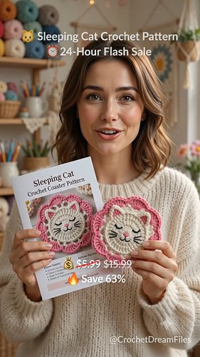 🐱 24-Hour Flash Sale! Save 63% and get the Sleeping Cat Crochet Coaster Pattern for just $5.99 (was $15.99)! 🎉 Limited to the...