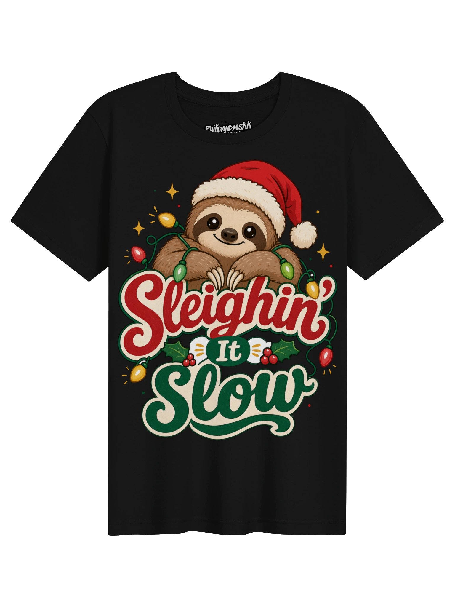 Sleighin It Slow Sloth Christmas Tee product image (6)