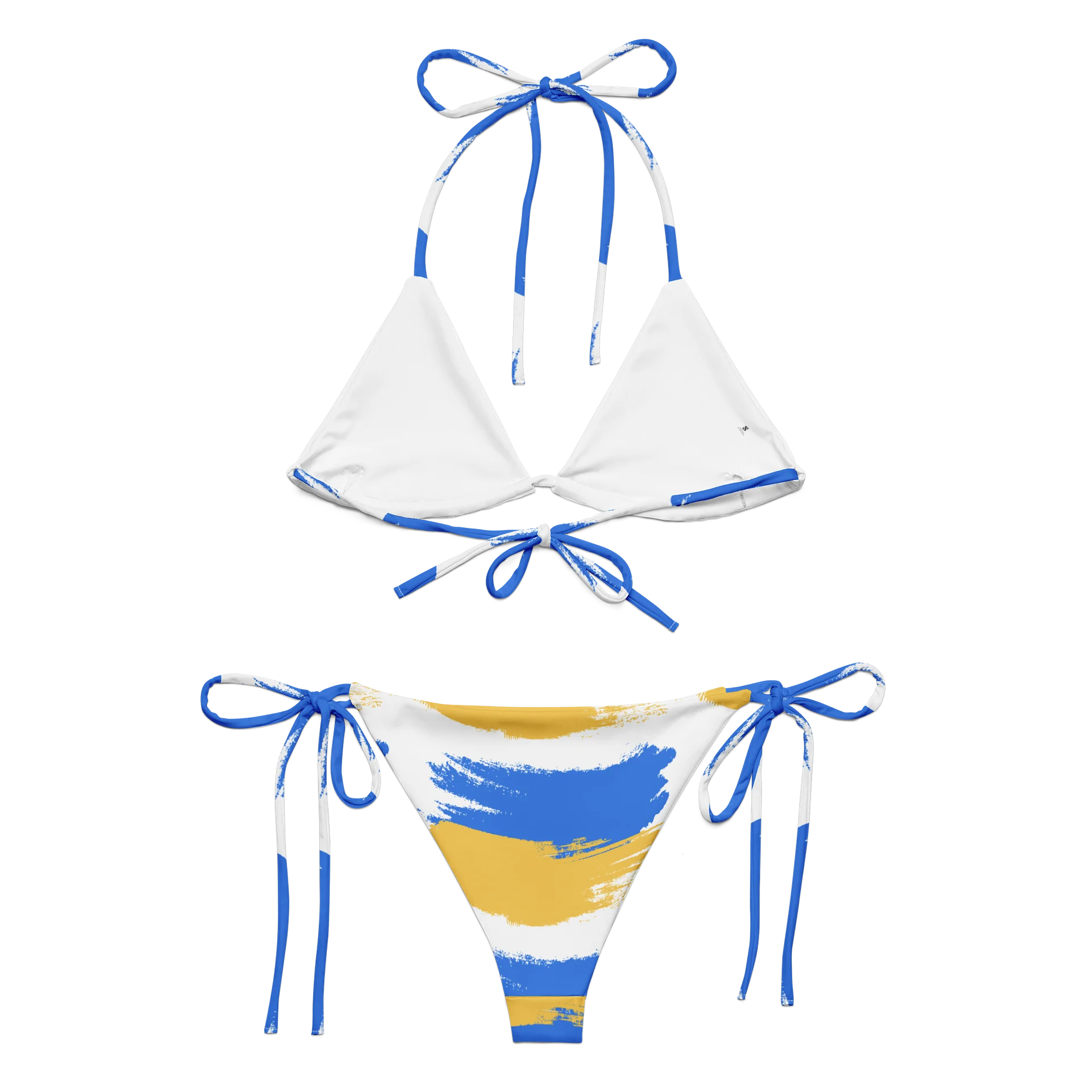 Wavy Blue & Yellow Abstract String Bikini product image (10)