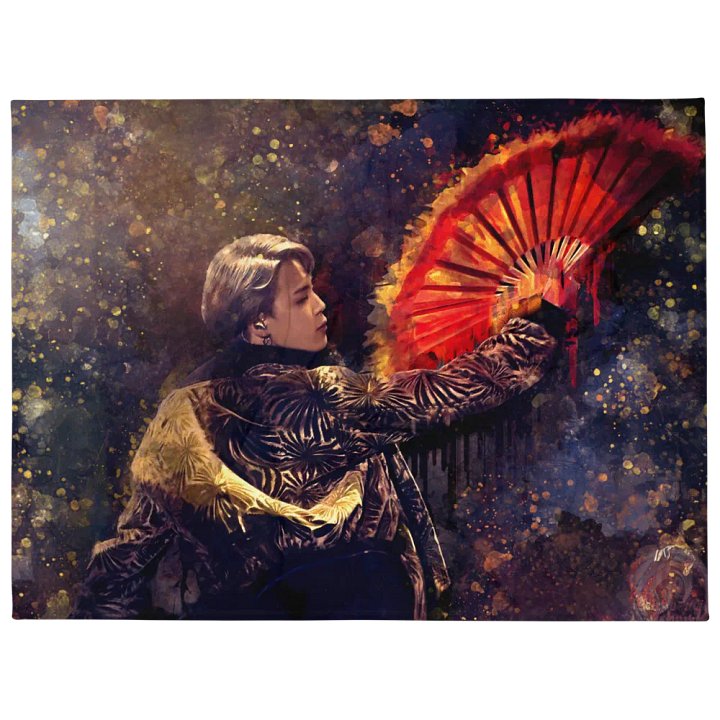 BTS - Jimin Iconic Fan Dance Throw Blanket - Designed by ChimberArt product image (1)