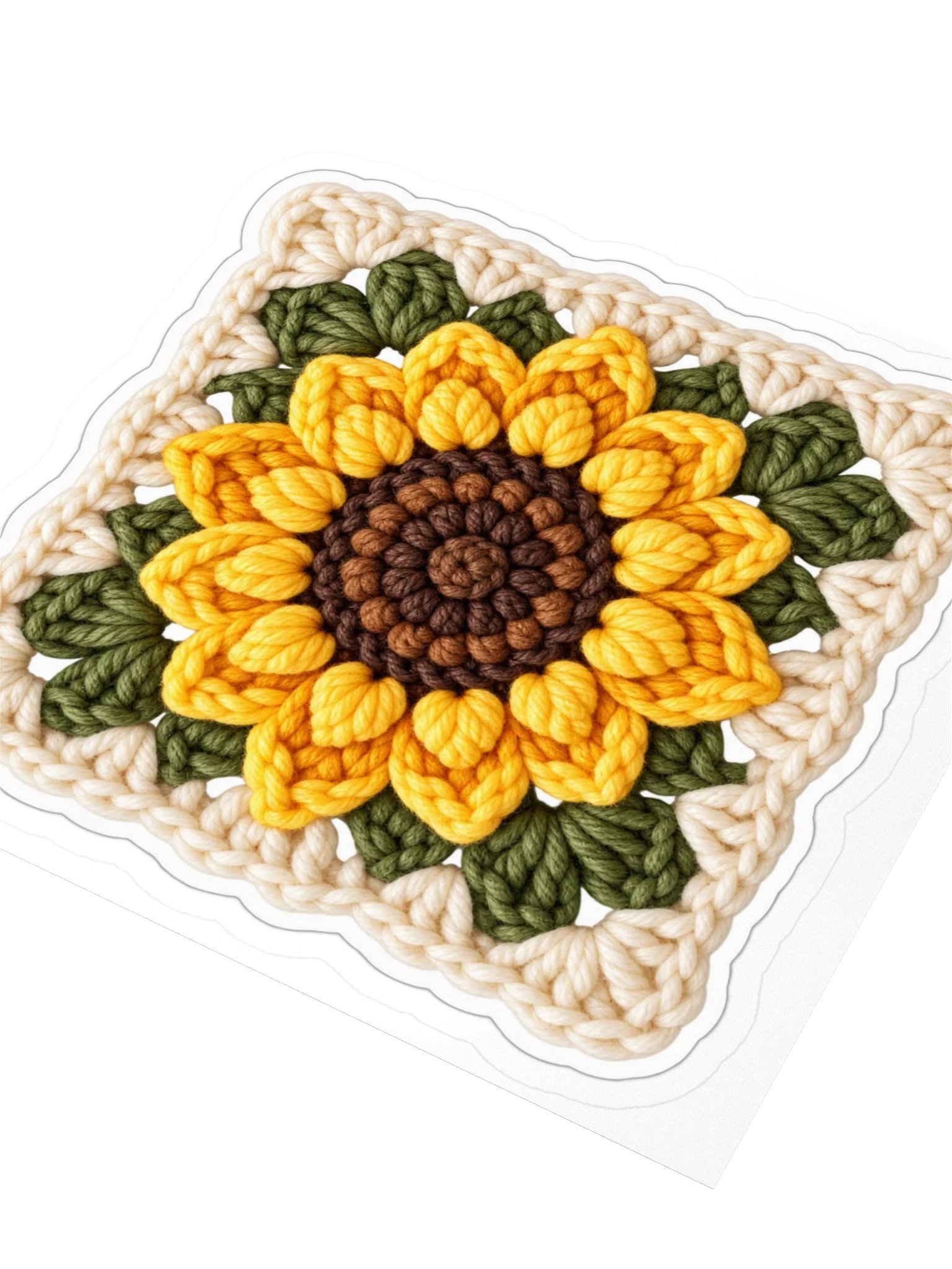 Sunflower Granny Square Sticker | Crochet Flower Water Bottle Sticker product image (3)