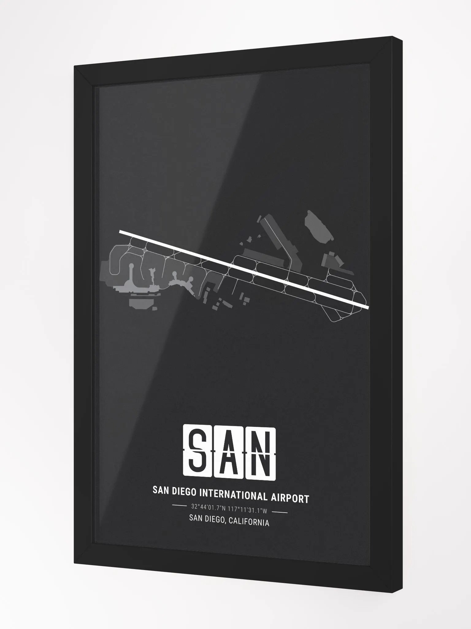 Framed Airport SAN Premium Map On Matt Paper product image (2)