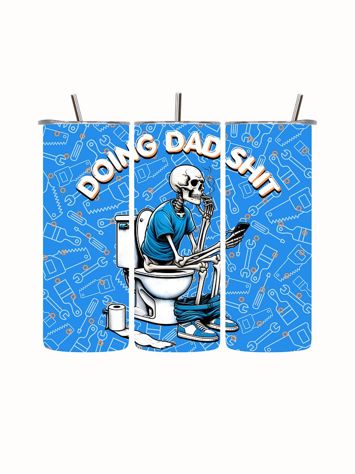 Doing Dad Shit Tumbler – Funny Skeleton on Toilet Design – Humorous Dad Gift product image (2)