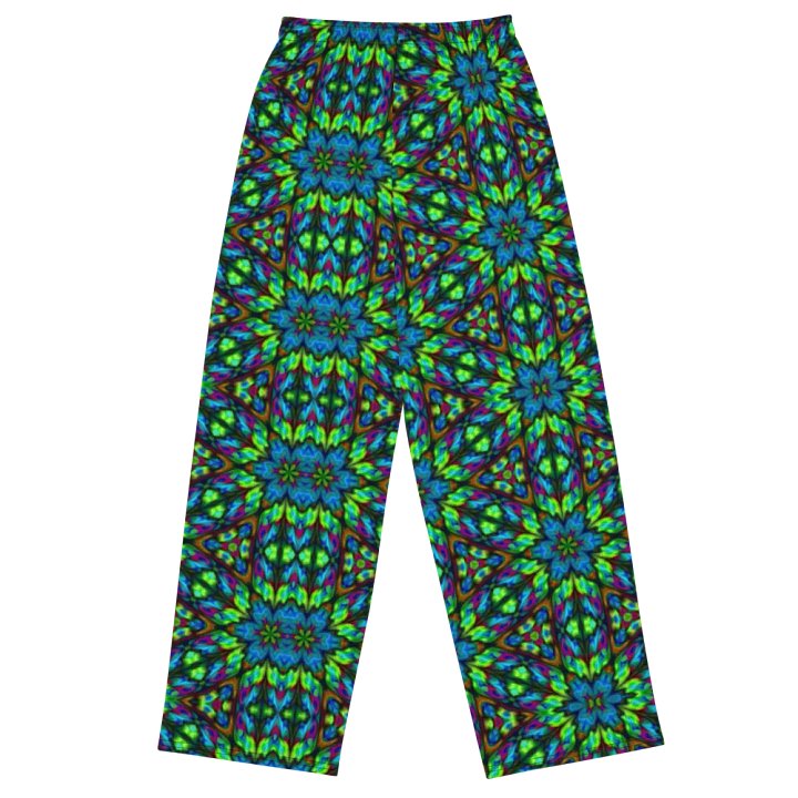 Green Blue Triangle Kaleidoscope Wideleg Pants product image (1)
