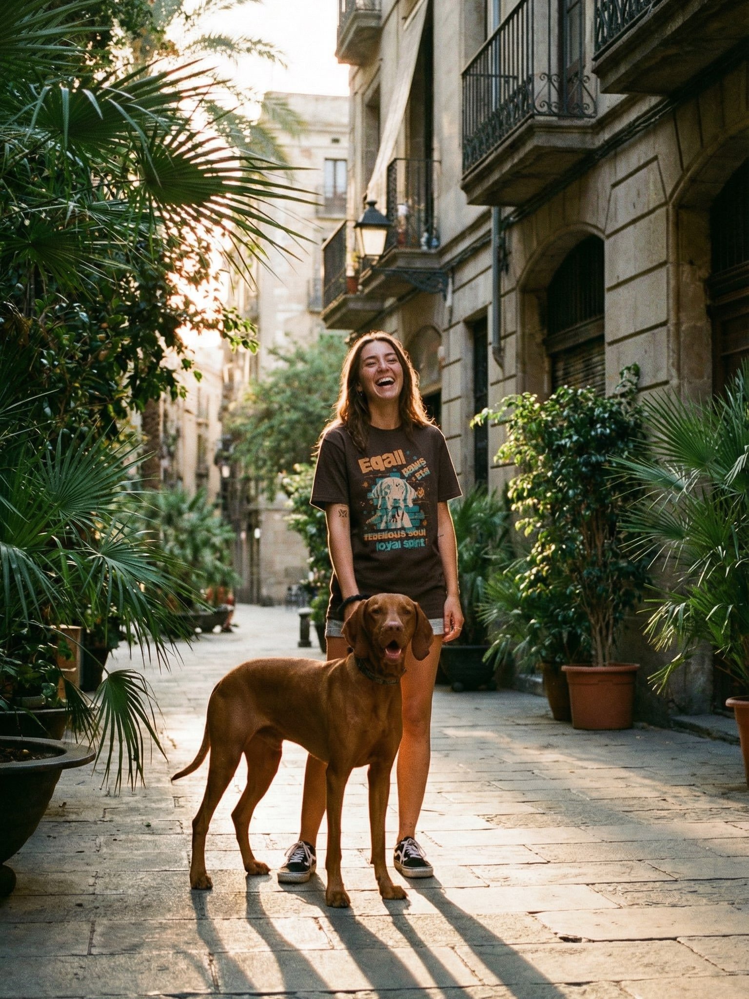 PAWSETIQ 100% Cotton Unisex Gildan T-shirt by EQALL® Originals: VIZSLATIQ_Orange_Turquoise product image (1)