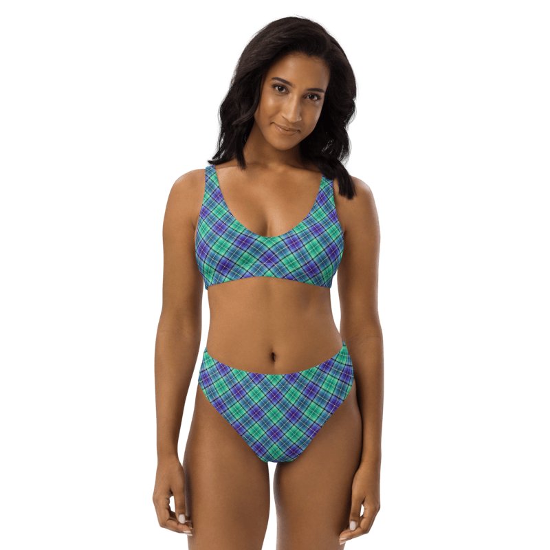 Bright Green and Purple Plaid Bikini product image (1)