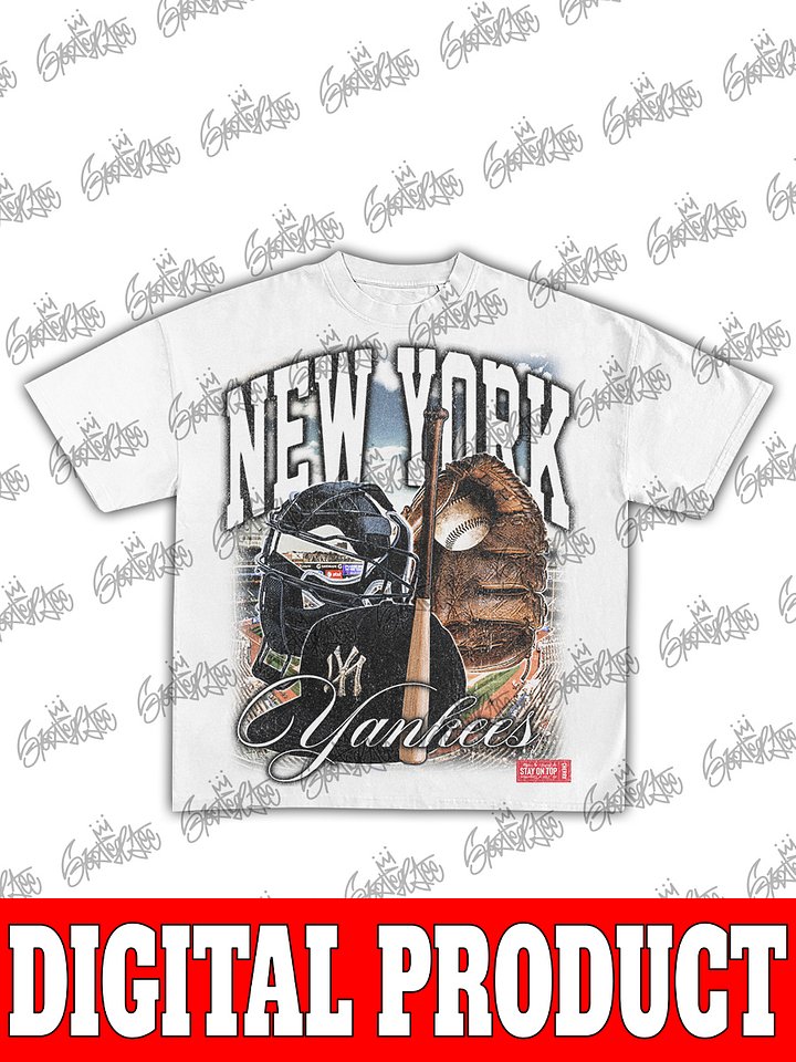 New York Yankees Baseball Helmet and Glove Vintage Bootleg Graphic product image (2)