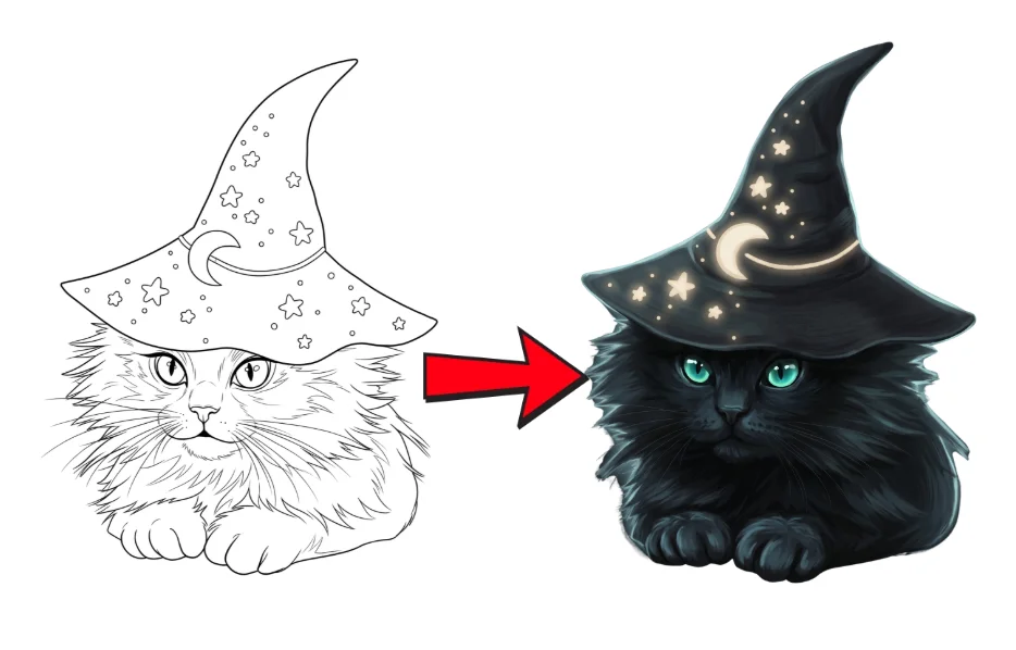 Wizard Kitty Coloring Page -Free Printable product image (1)