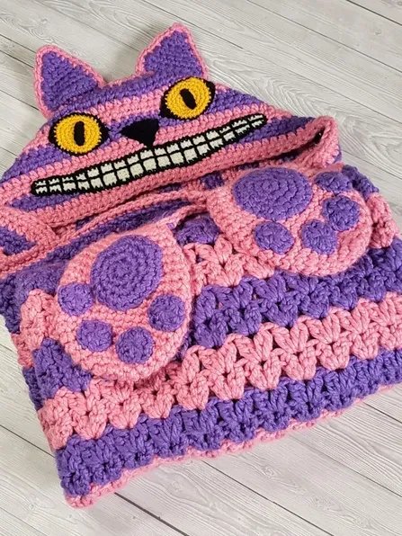 Cheshire Cat Hooded Blanket Crochet Pattern, Adult & Child Sizes (PDF Pattern) product image (2)