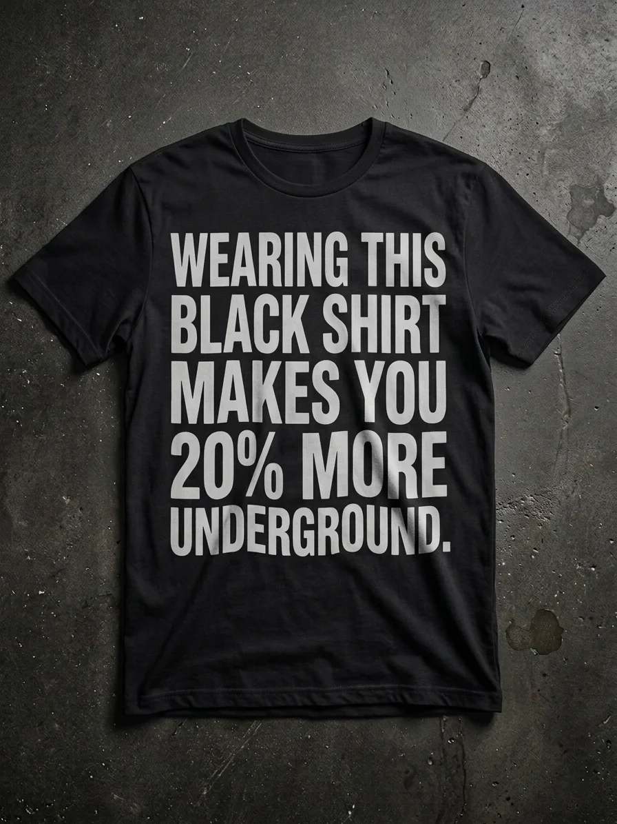 Wearing this black shirt makes you 20% more underground BIG FONT product image (1)