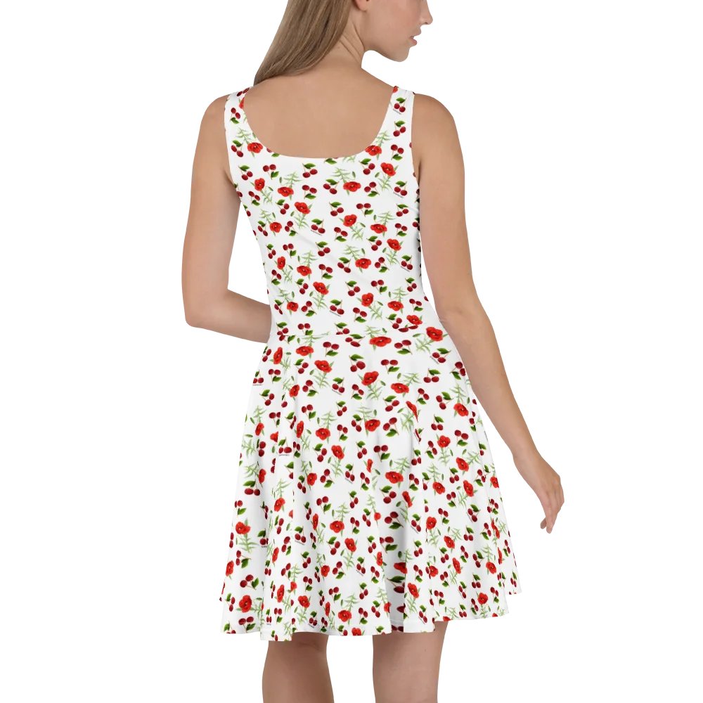 Poppies and Cherries Red and White - Skater Dress product image (4)