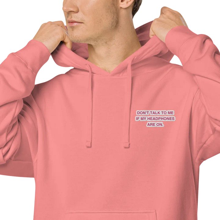L.C. HEADPHONES ON (pink bubble design) embroidered pigment hoodie product image (1)
