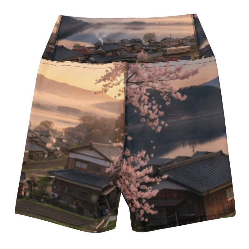 Mount Fuji High Waisted Yoga Shorts | Printed Activewear product image (2)