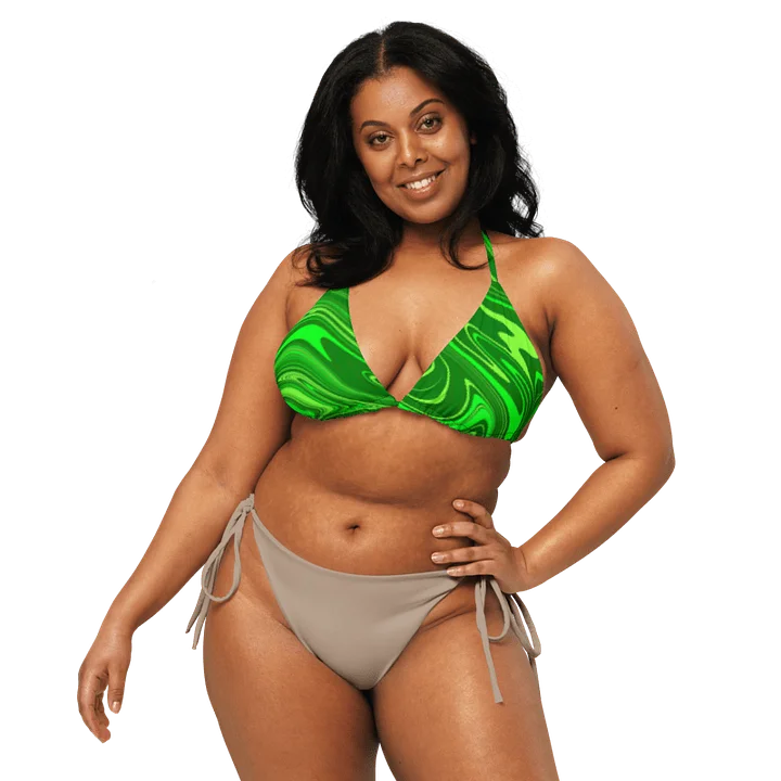 Padded String Bikini Top - Different Shades of Green Digital Fluid Art product image (1)