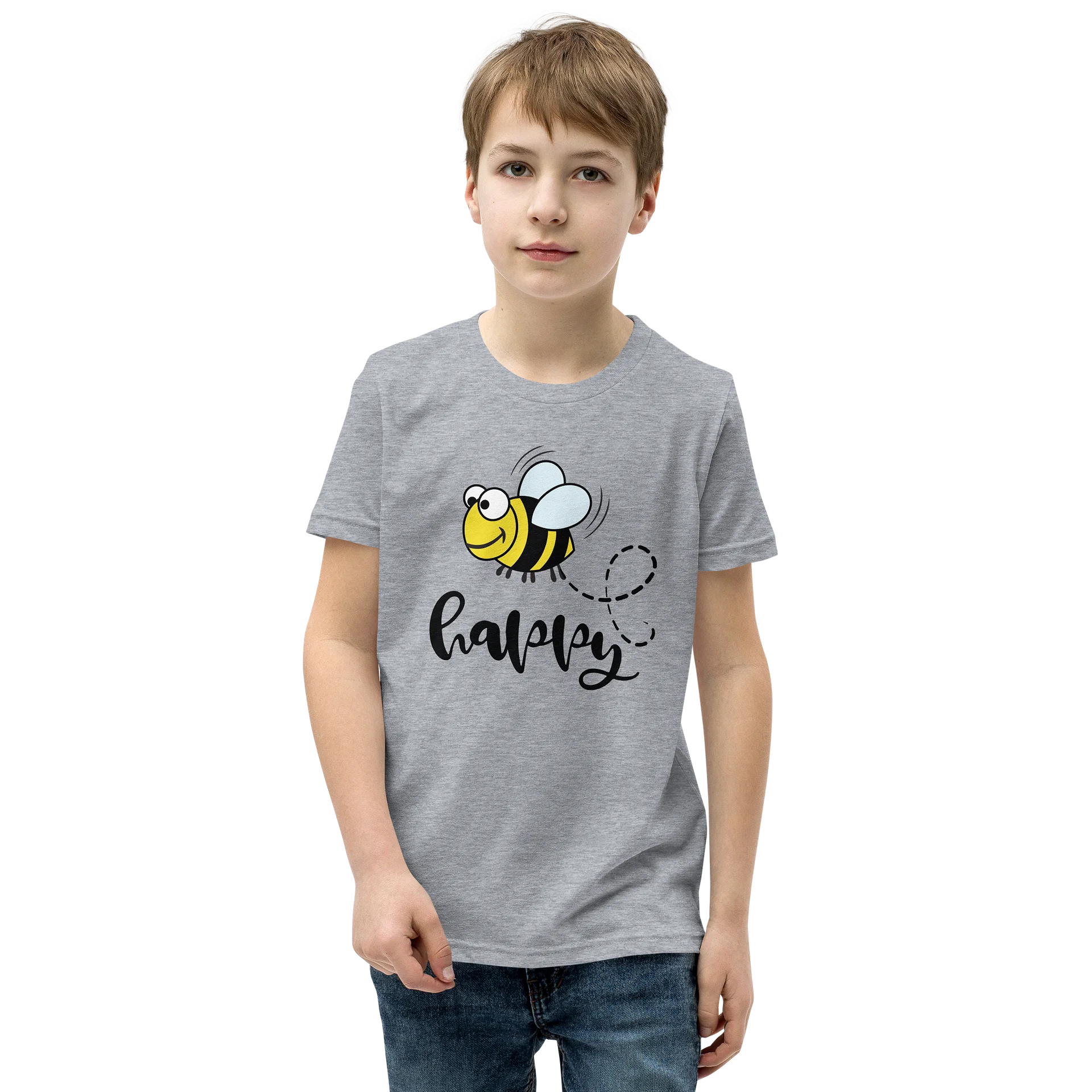 Happy Bee Kids T-Shirt | Cute Bumblebee Graphic Unisex Youth Tee product image (1)