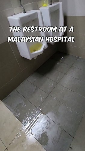 I went into a public hospital toilet in Kuala Lumpur, Malaysia and was SHOCKED by the condition on the restrooms!

The urinal...