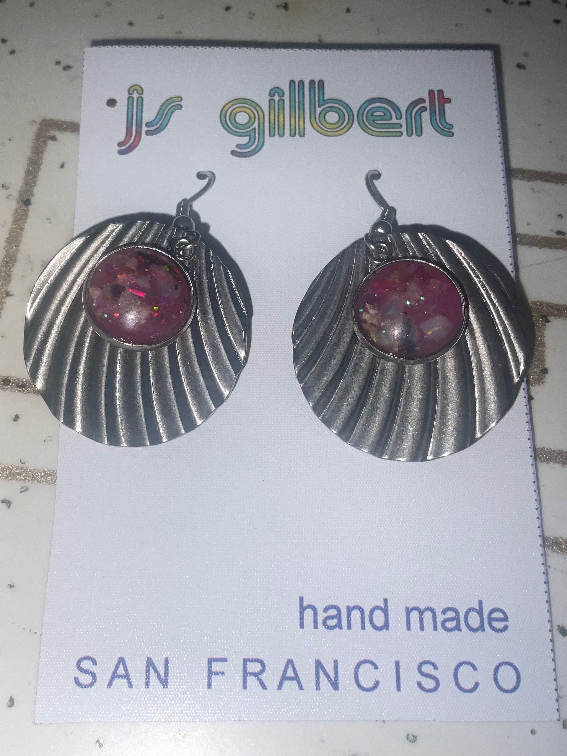 Geometric Fan Opal dangle earrings product image (1)